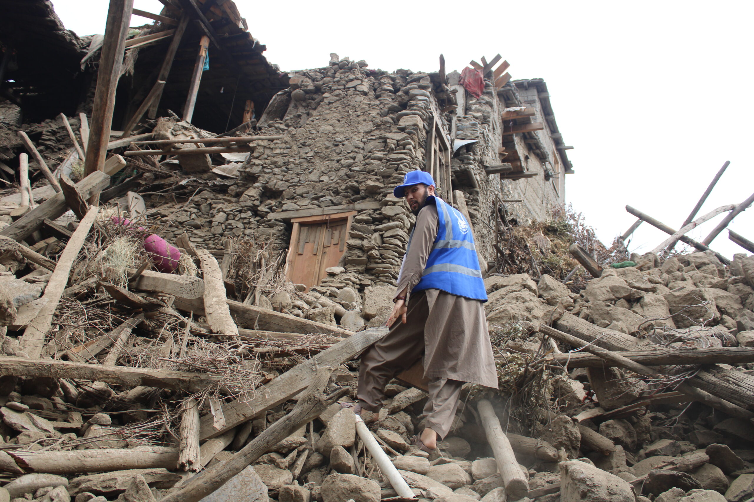 Islamic Relief staff survey the damage from a powerful earthquake in Afghanistan’s Kunar province