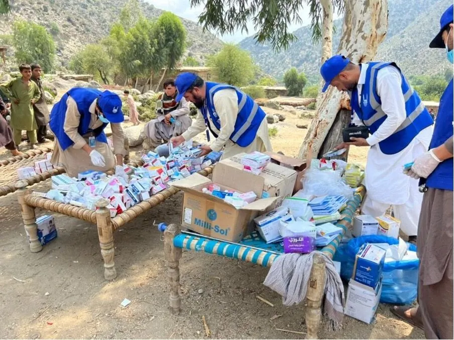 Islamic Relief staff preparing an aid distribution in the aftermath of last year’s deadly earthquake in Afghanistan
